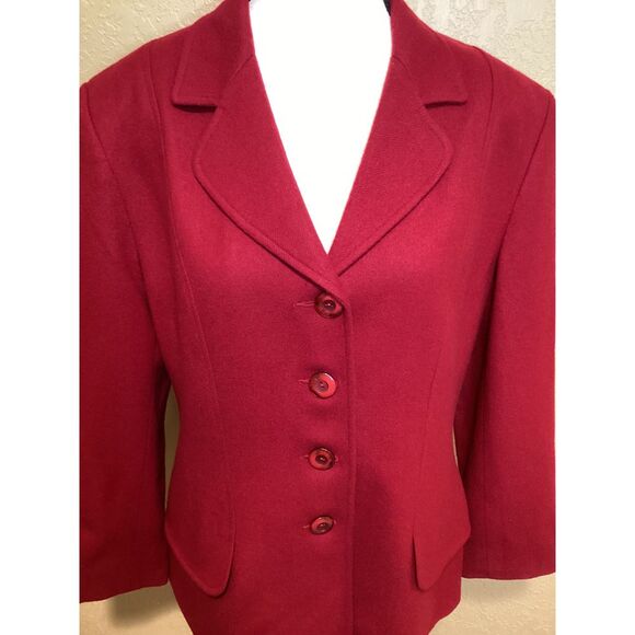 Red 100% Wool Oleg Cassini Vintage blazer, size 12 Petite - Picture 2 of 10